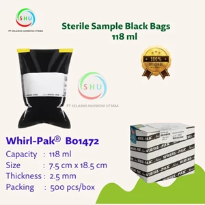 Plastik Steril Black Bags 118 ml Whirl Pak B01472
