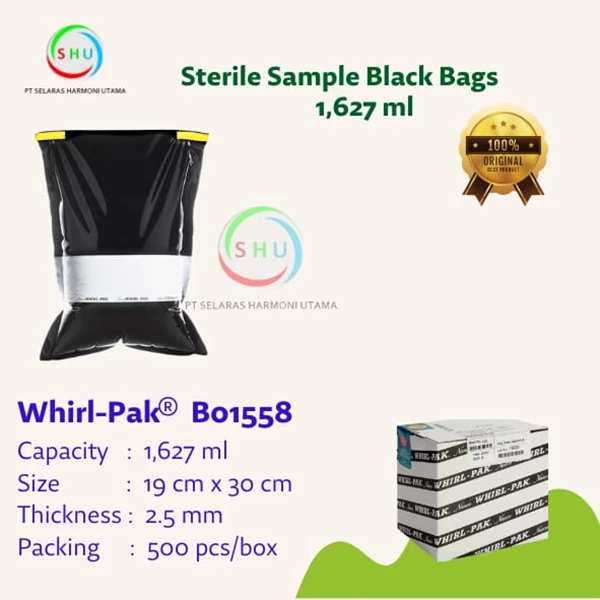 Sterile Sample Black Bags 1.627 ml Whirl Pak B01558 