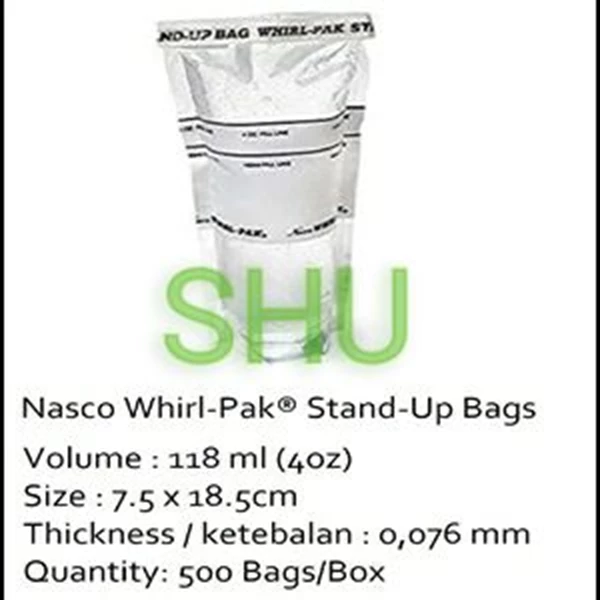 Sterile Sample Stand-Up Bag B01364 Nasco Whirl Pak 118 ml